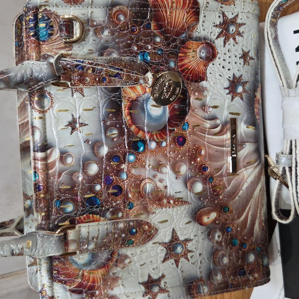 💛🔹️Brahmin 🔹️Cami Sea Jewel Melbourne Leather Satchel Shoulder Bag - Picture 12 of 14